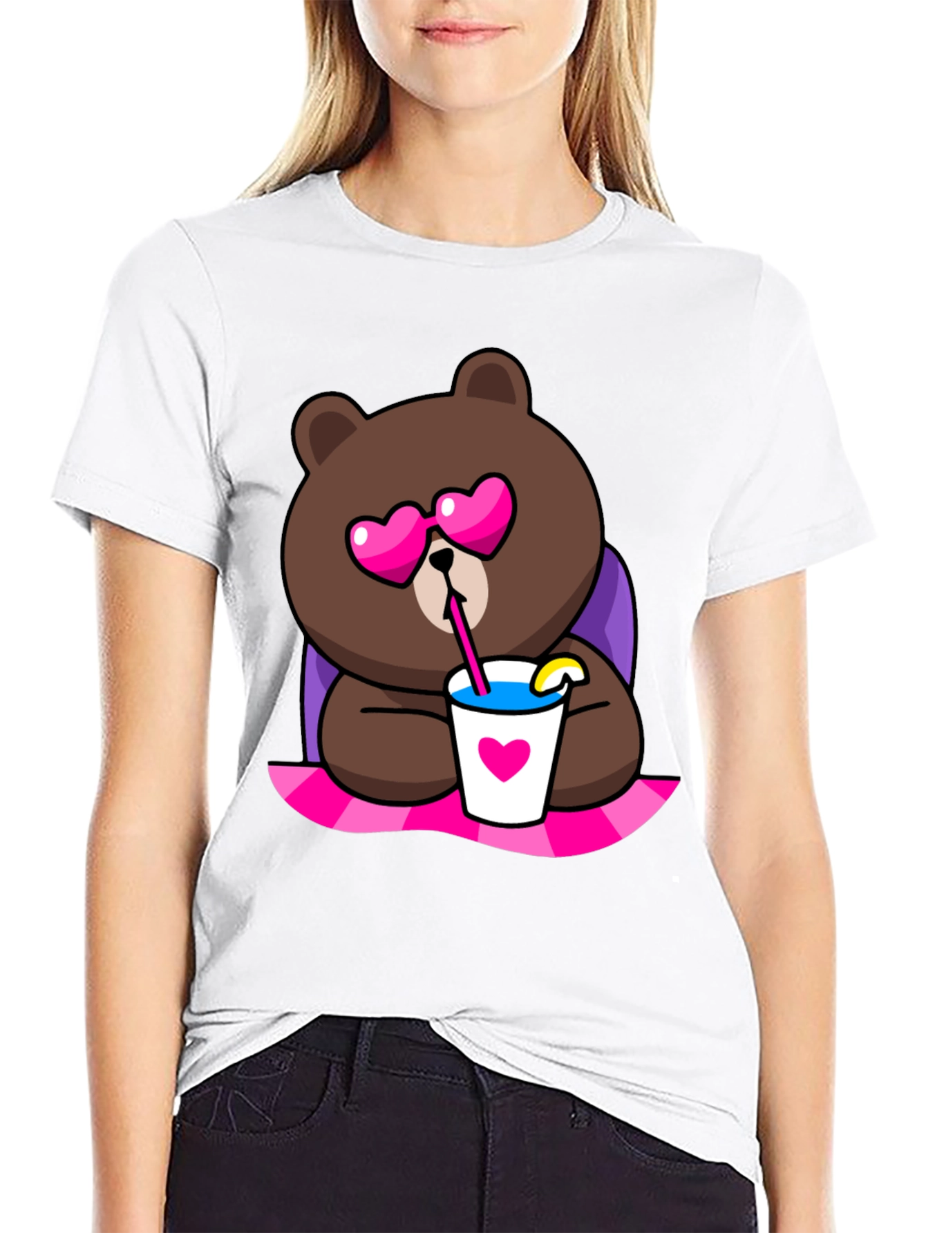 Cute Cartoon Bear T-Shirt - Graphic Print Tee