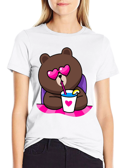 Cute Cartoon Bear T-Shirt - Graphic Print Tee
