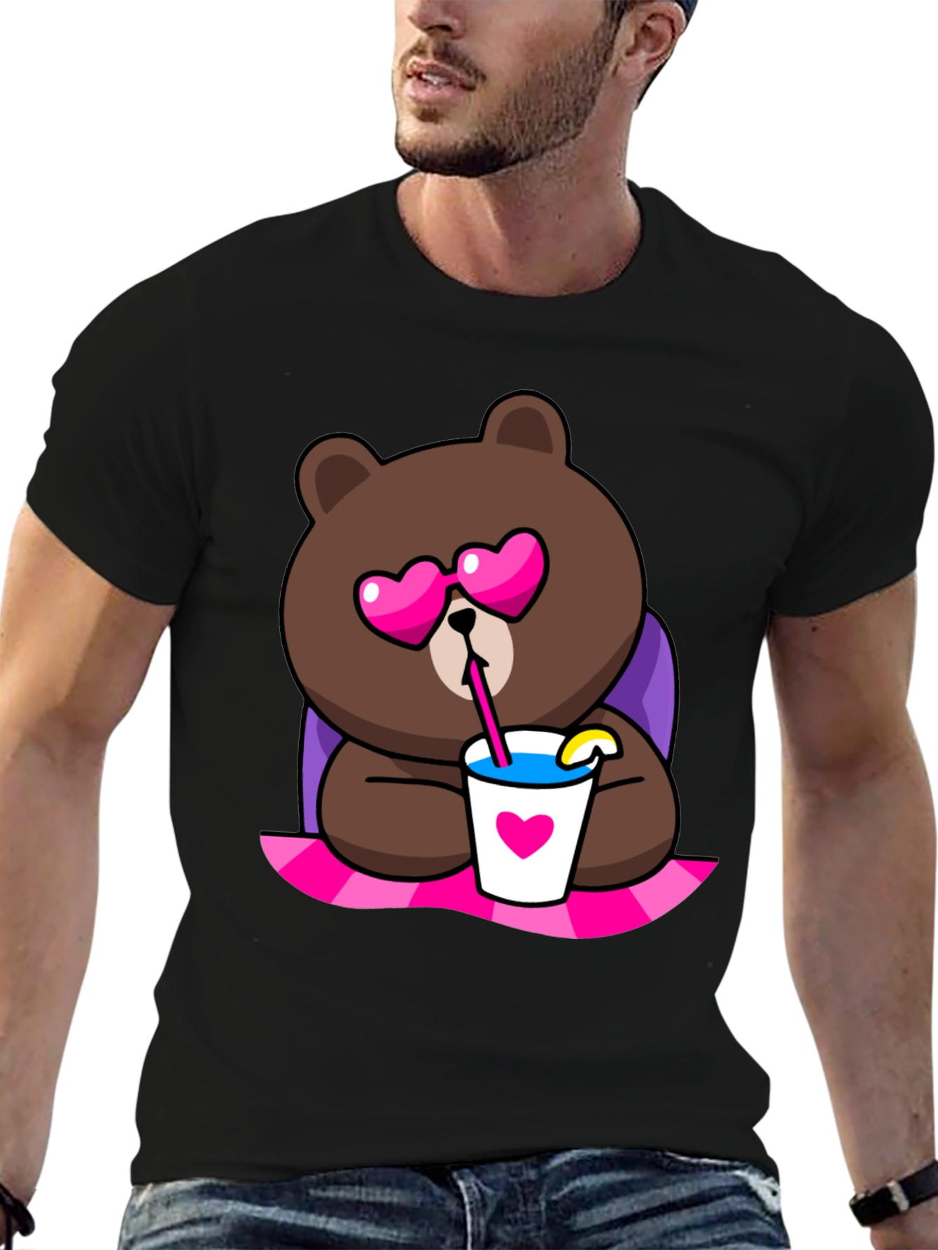 Cute Cartoon Bear T-Shirt - Graphic Print Tee