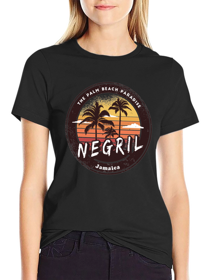 Negril Jamaica Palm Beach Paradise Graphic T-Shirt
