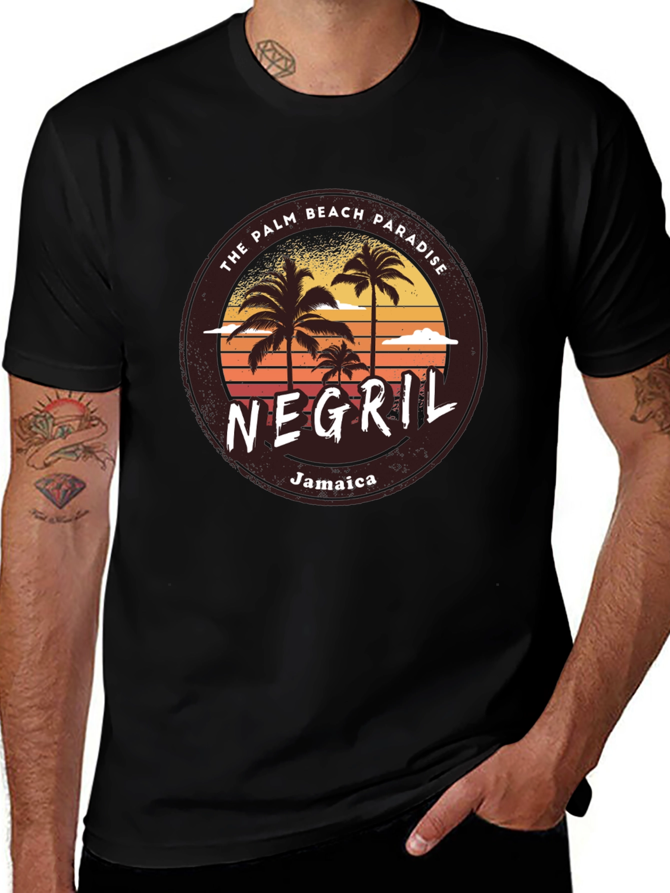 Negril Jamaica Palm Beach Paradise Graphic T-Shirt