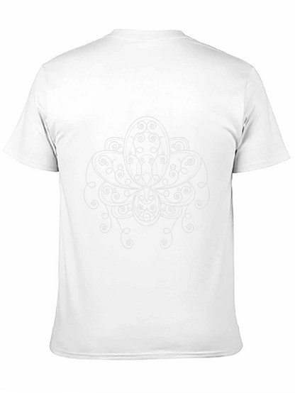 Elegant Black T-Shirt with White Floral Design