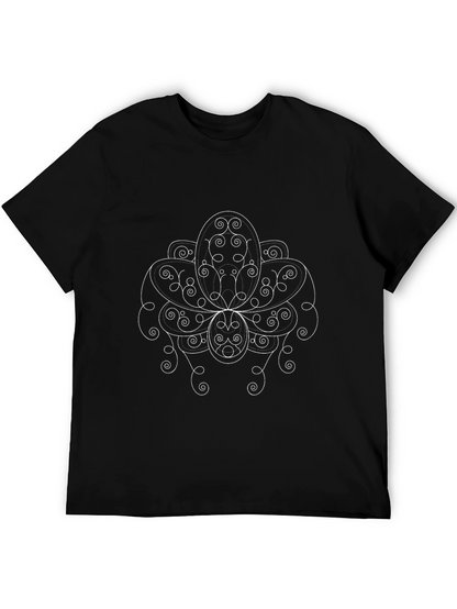 Elegant Black T-Shirt with White Floral Design