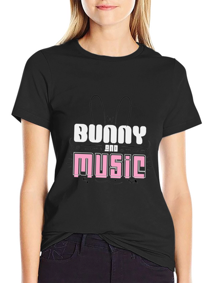 Bunny and Music Graphic T-Shirt