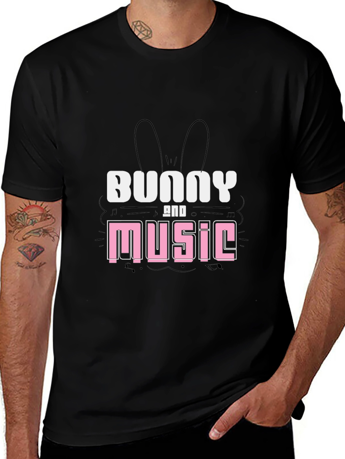 Bunny and Music Graphic T-Shirt