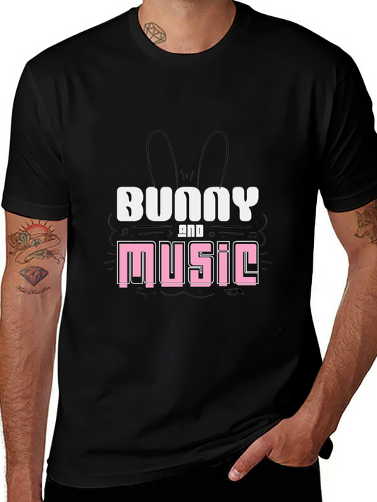 Bunny and Music Graphic T-Shirt