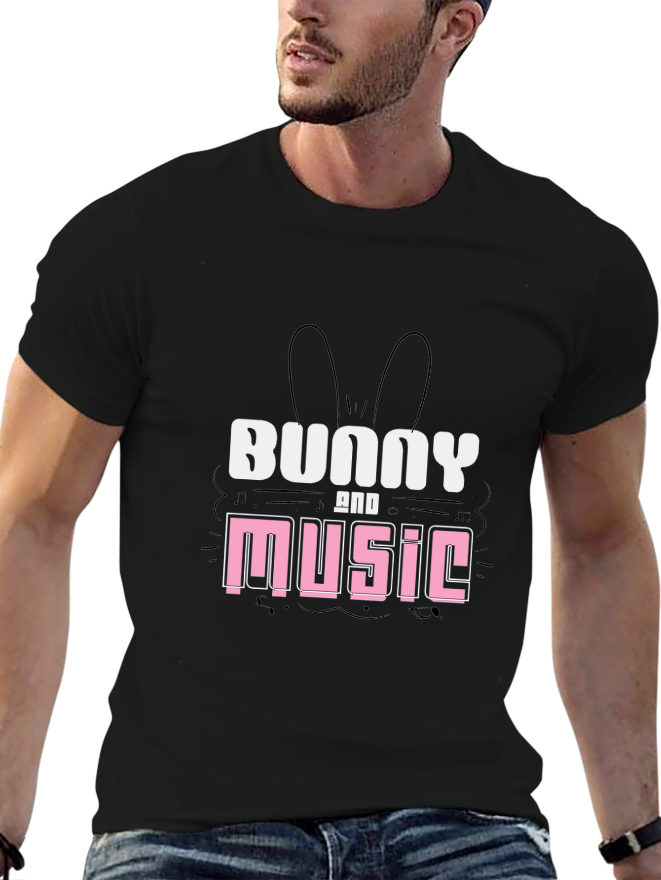 Bunny and Music Graphic T-Shirt