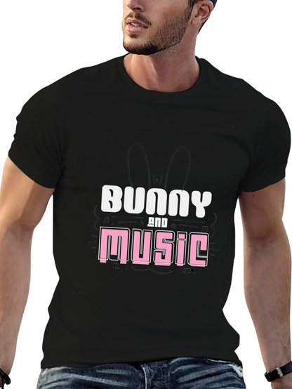 Bunny and Music Graphic T-Shirt