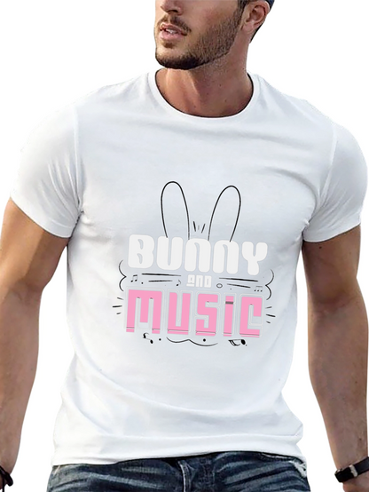 Bunny and Music Graphic T-Shirt