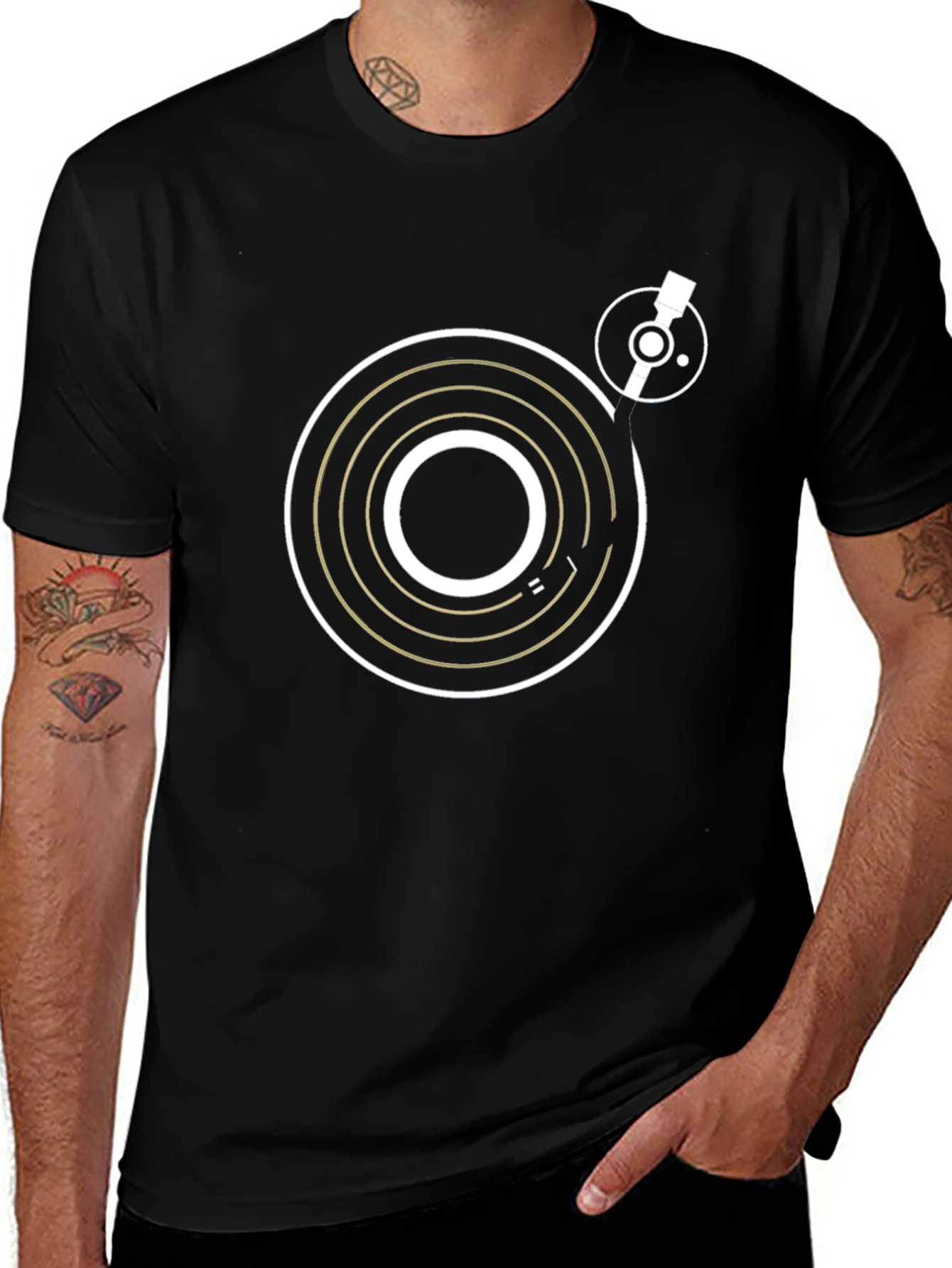 DJ Turntable Graphic Tee - Black Cotton T-Shirt
