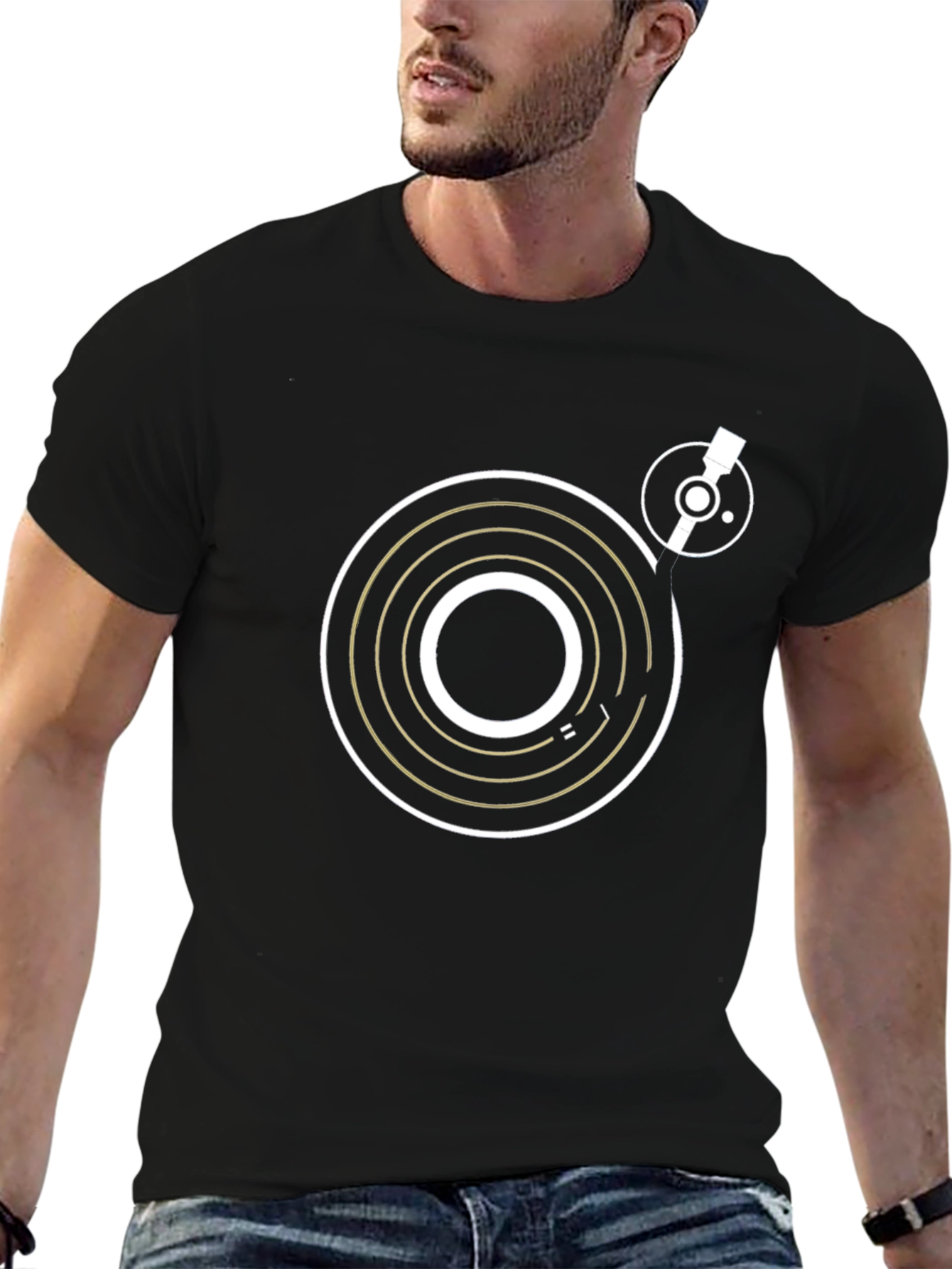DJ Turntable Graphic Tee - Black Cotton T-Shirt