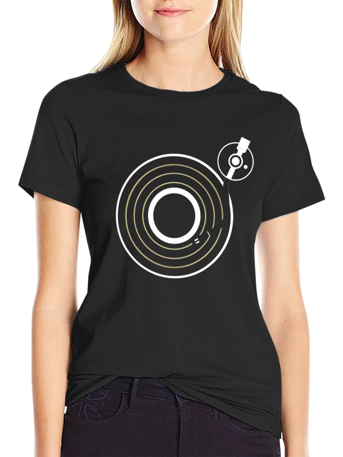 DJ Turntable Graphic Tee - Black Cotton T-Shirt