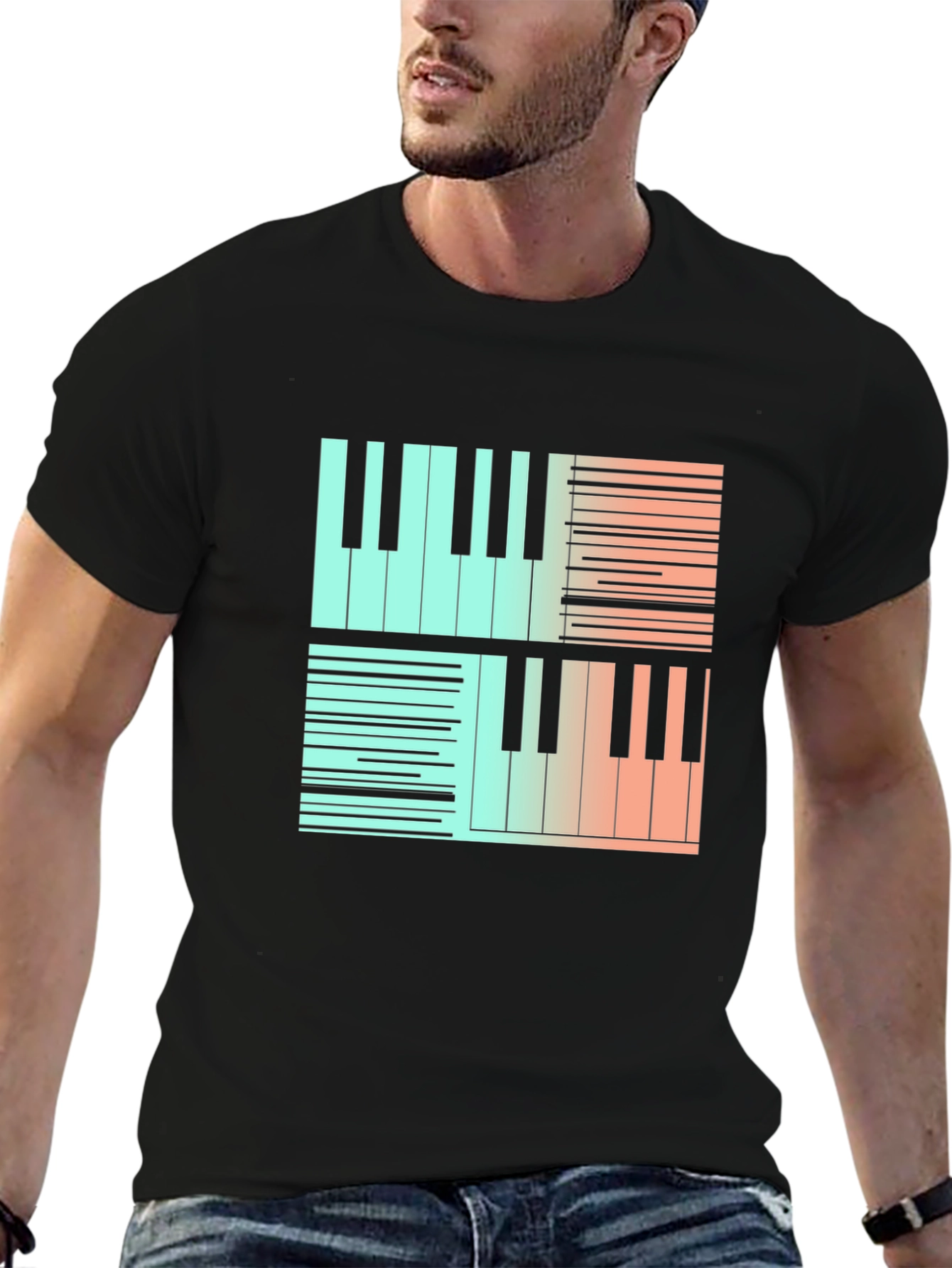 Piano Keys Graphic Tee - Stylish Music Lover Shirt