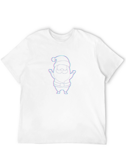 Festive Santa Graphic Tee - Black Crew Neck Shirt