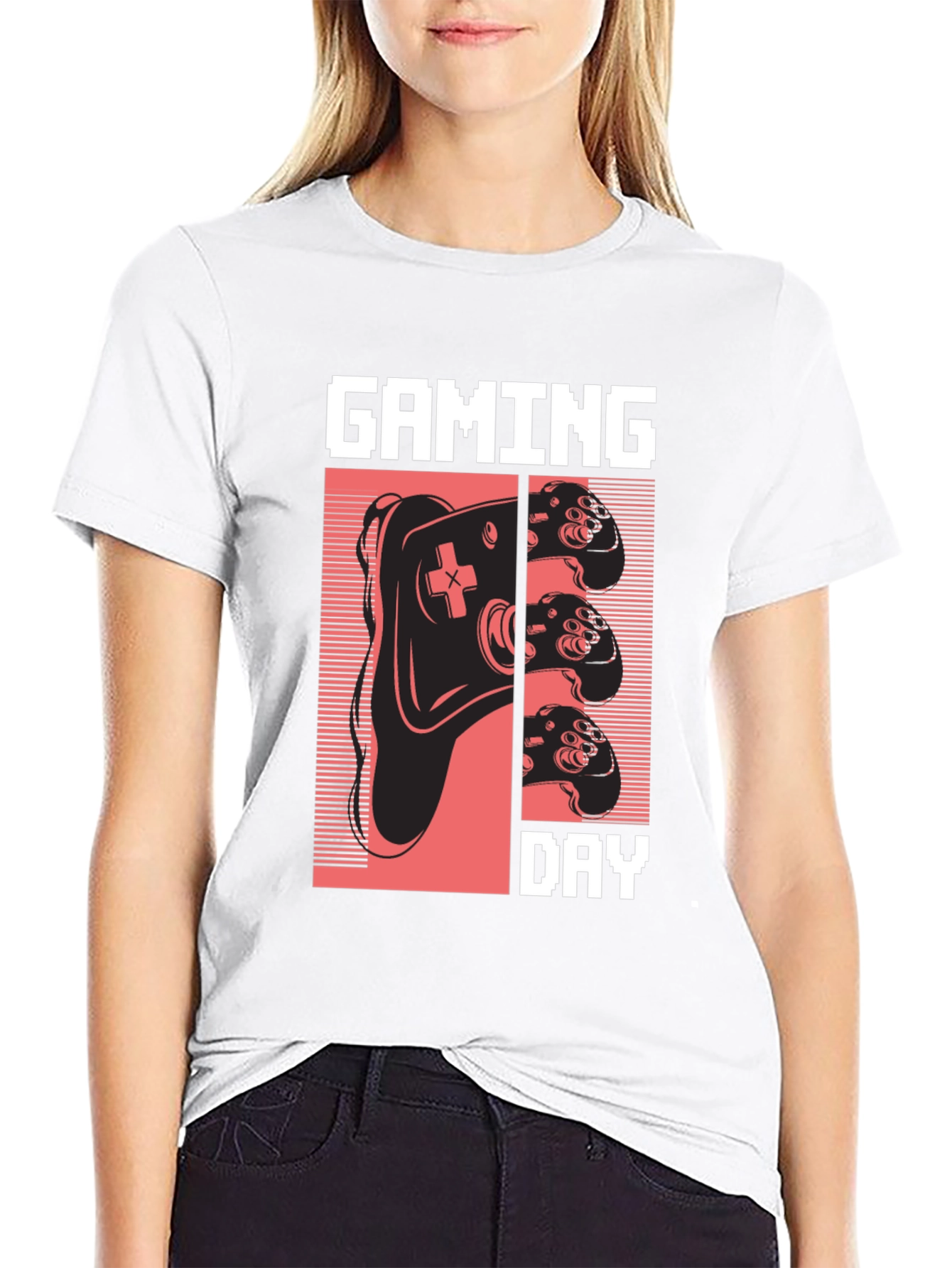 Gaming Day Pixel Art Black T-Shirt