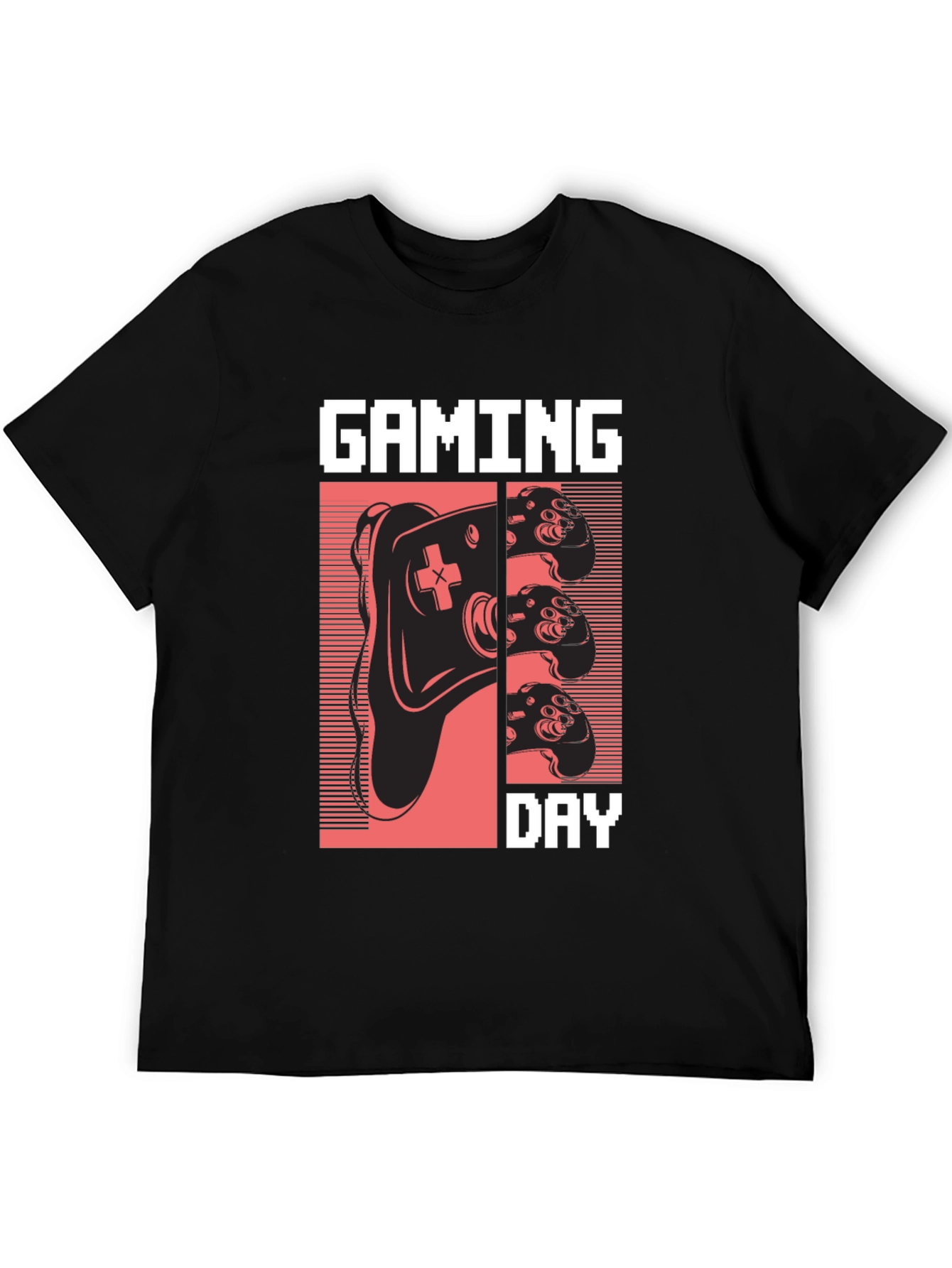 Gaming Day Pixel Art Black T-Shirt