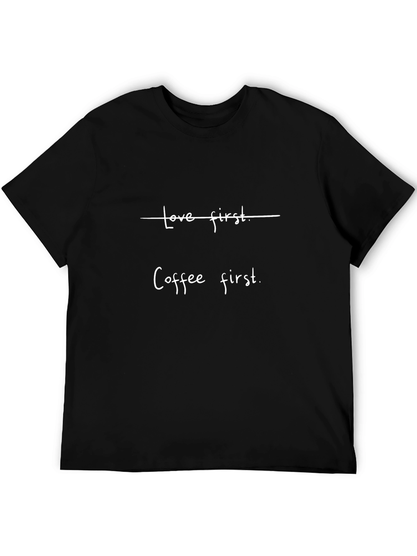 Coffee First Graphic Tee - Black Cotton T-Shirt