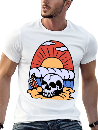 Skull Beach Sunset T-Shirt - Graphic Tee