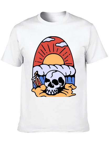 Skull Beach Sunset T-Shirt - Graphic Tee