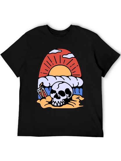 Skull Beach Sunset T-Shirt - Graphic Tee