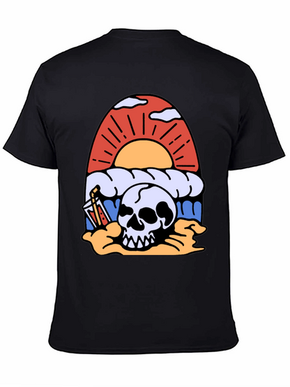 Skull Beach Sunset T-Shirt - Graphic Tee