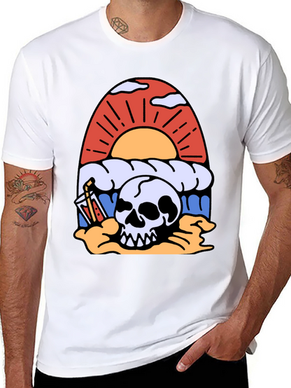 Skull Beach Sunset T-Shirt - Graphic Tee