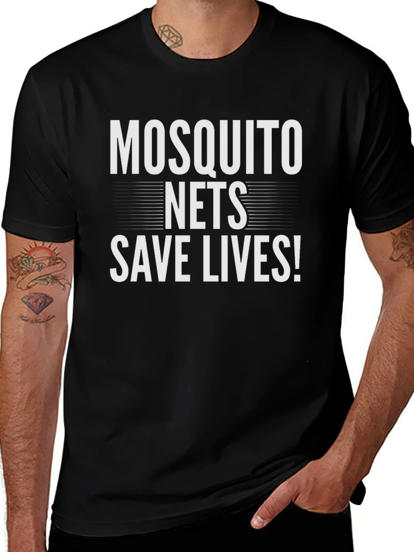 Mosquito Nets Save Lives T-Shirt - Black