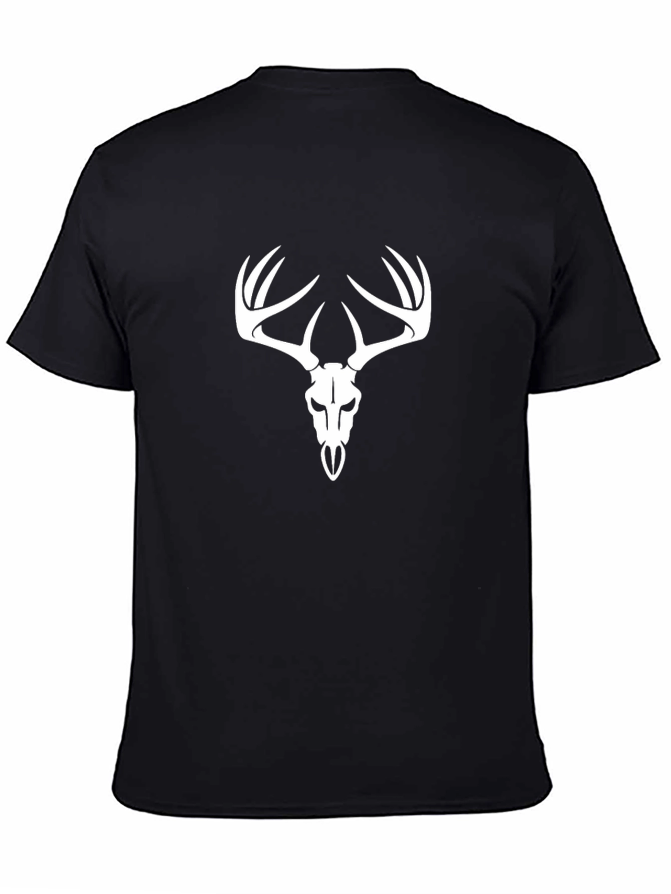 Mens Black T-Shirt with Deer Skull Design