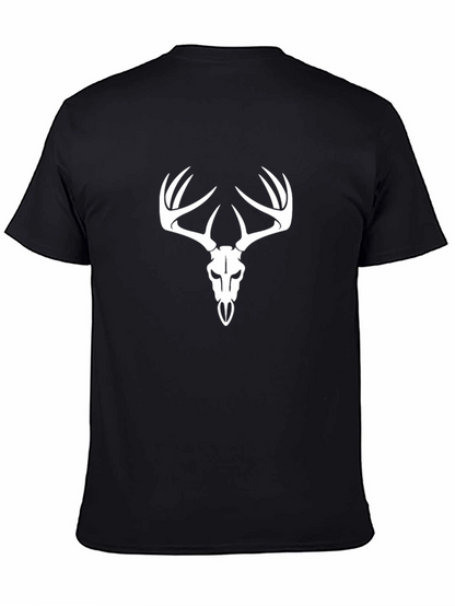 Mens Black T-Shirt with Deer Skull Design