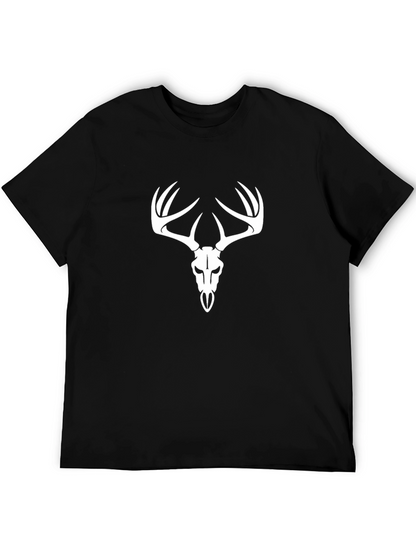 Mens Black T-Shirt with Deer Skull Design