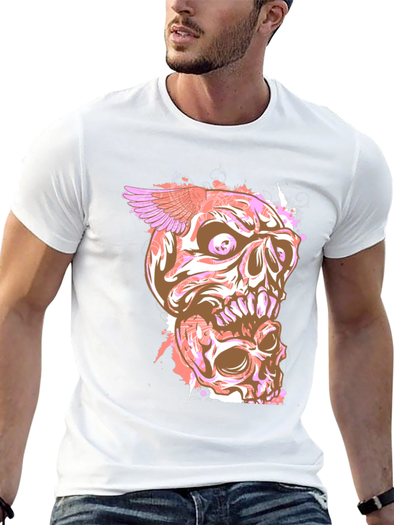 Skull Winged Graphic Print T-Shirt