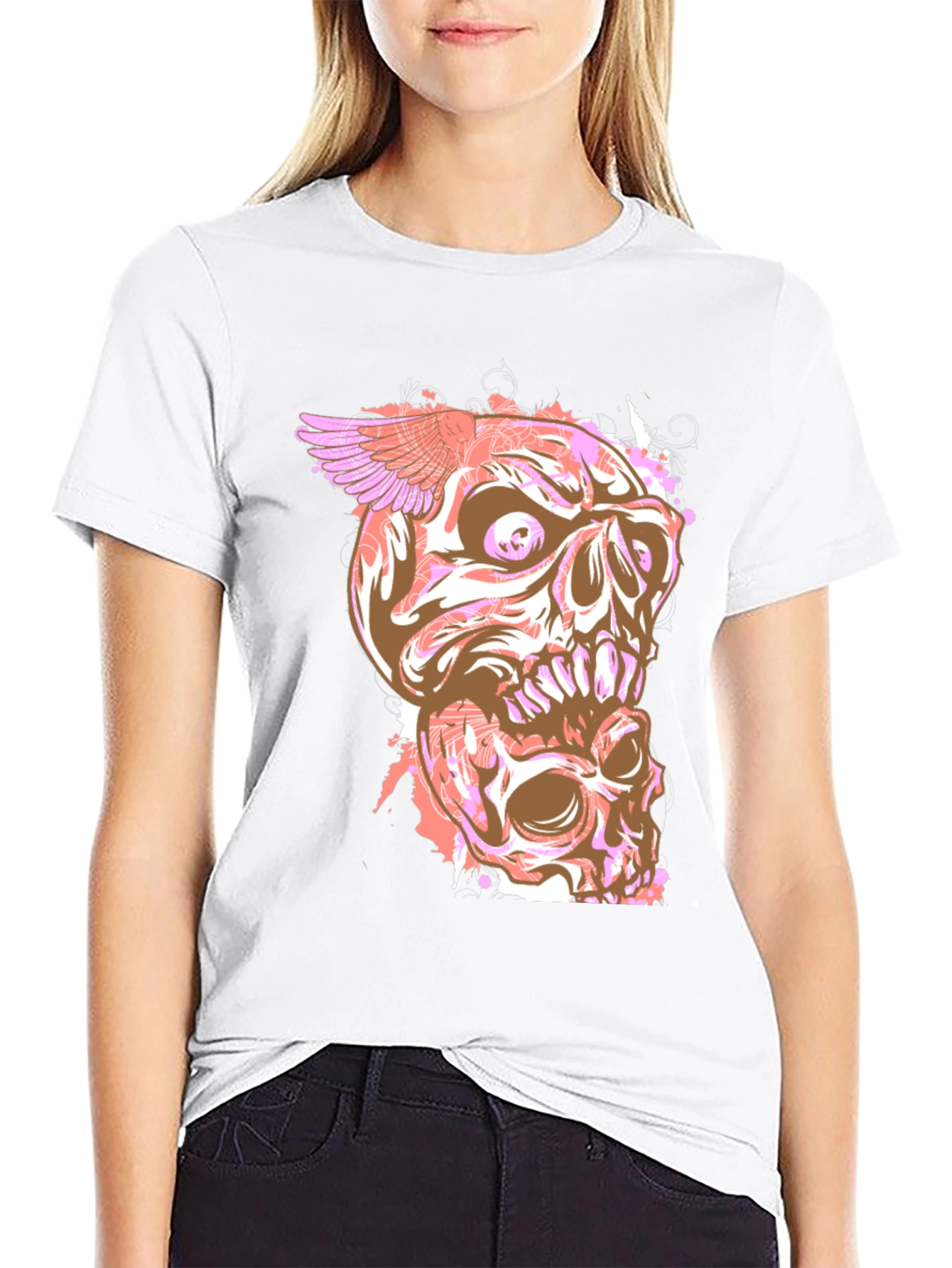 Skull Winged Graphic Print T-Shirt