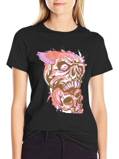 Skull Winged Graphic Print T-Shirt