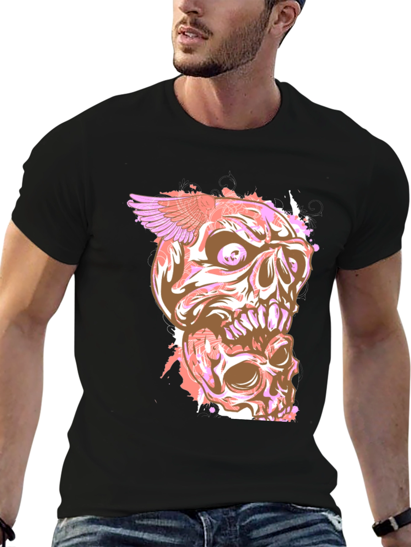 Skull Winged Graphic Print T-Shirt