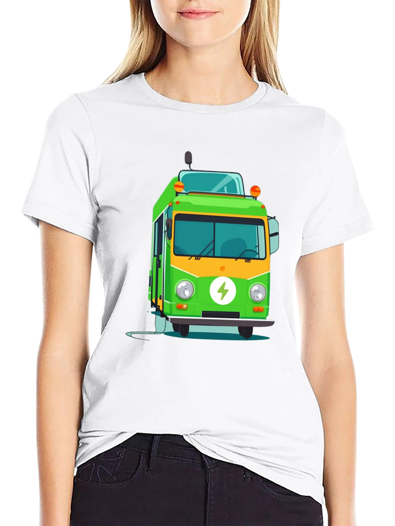 Electric Bus Graphic Tee - Modern Black T-Shirt