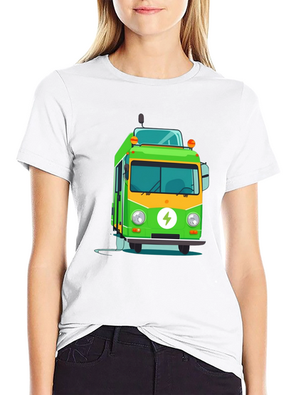 Electric Bus Graphic Tee - Modern Black T-Shirt