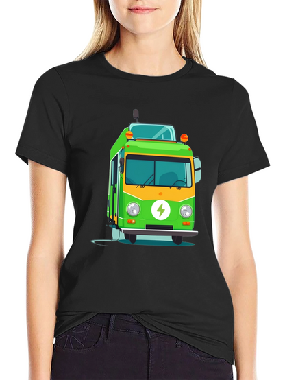 Electric Bus Graphic Tee - Modern Black T-Shirt
