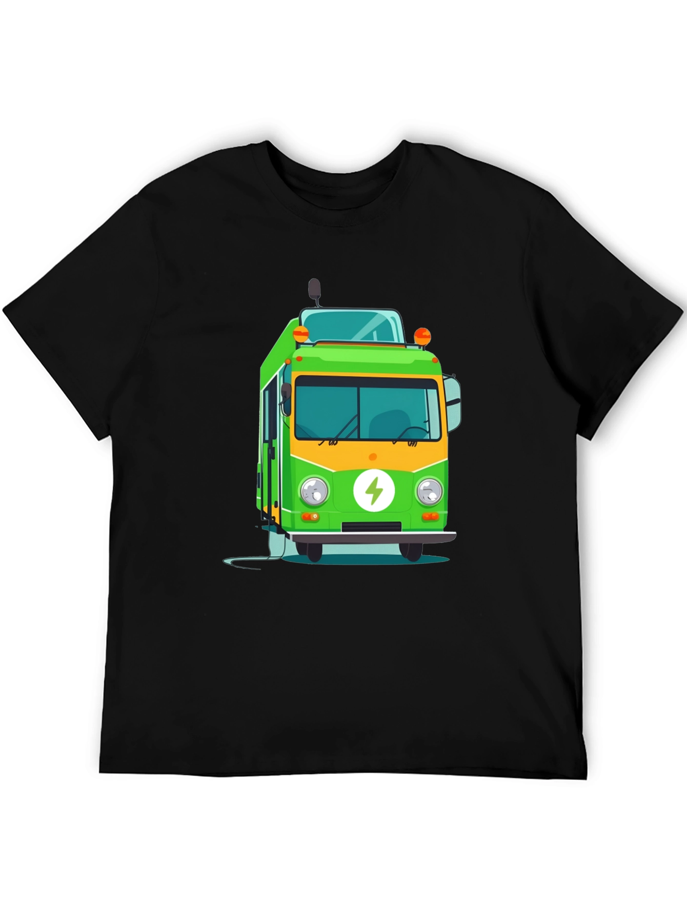Electric Bus Graphic Tee - Modern Black T-Shirt