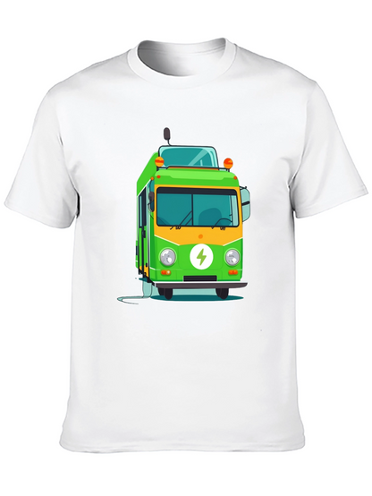 Electric Bus Graphic Tee - Modern Black T-Shirt