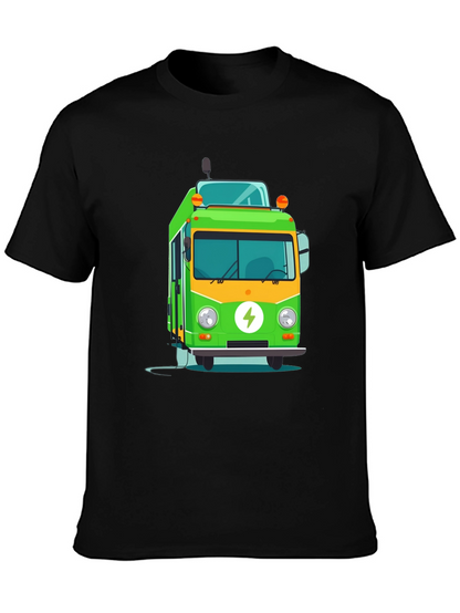Electric Bus Graphic Tee - Modern Black T-Shirt