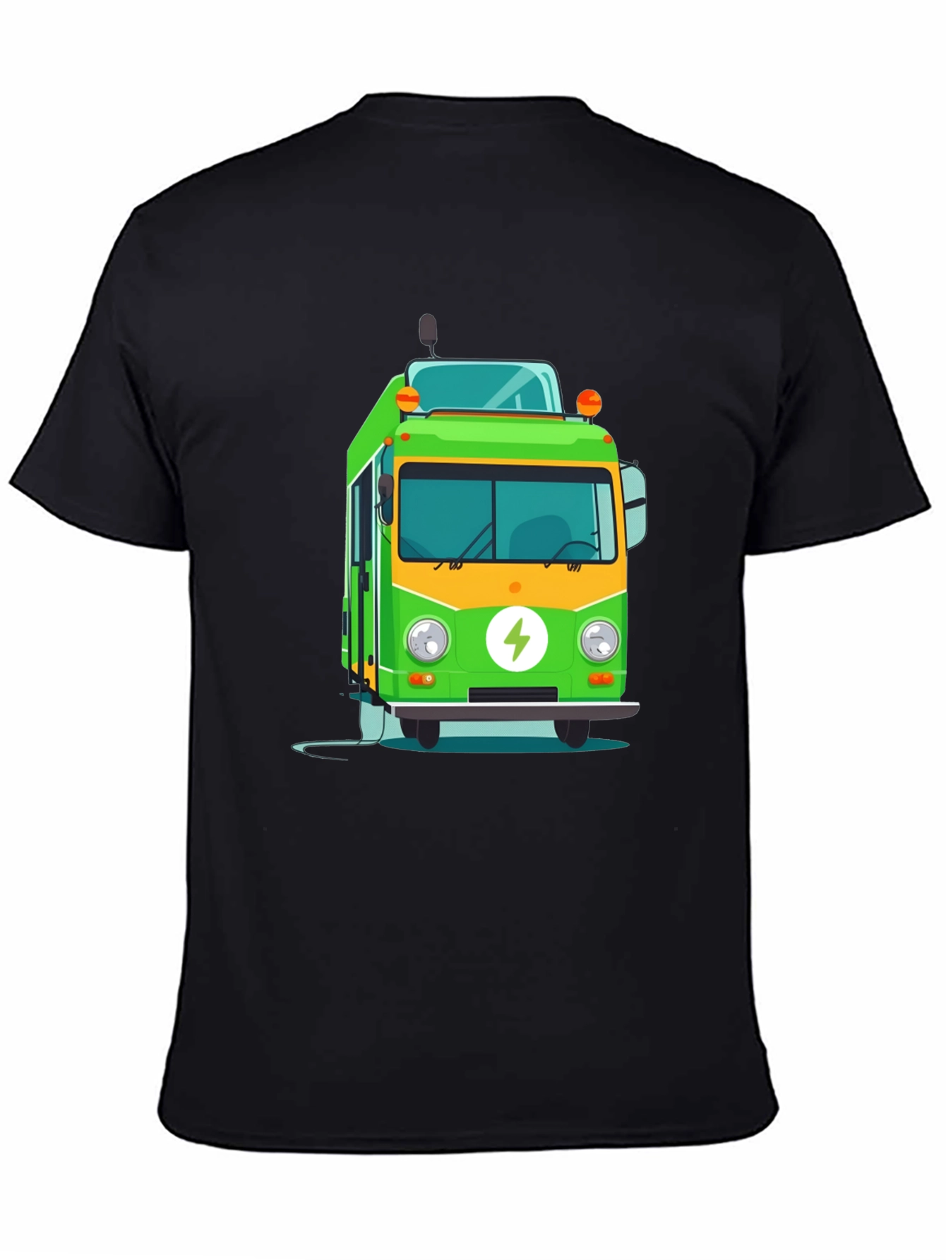 Electric Bus Graphic Tee - Modern Black T-Shirt
