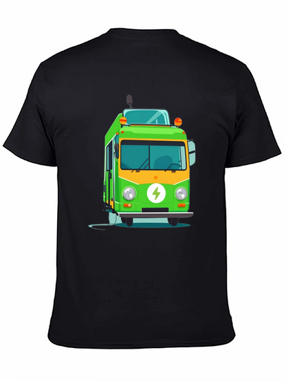 Electric Bus Graphic Tee - Modern Black T-Shirt