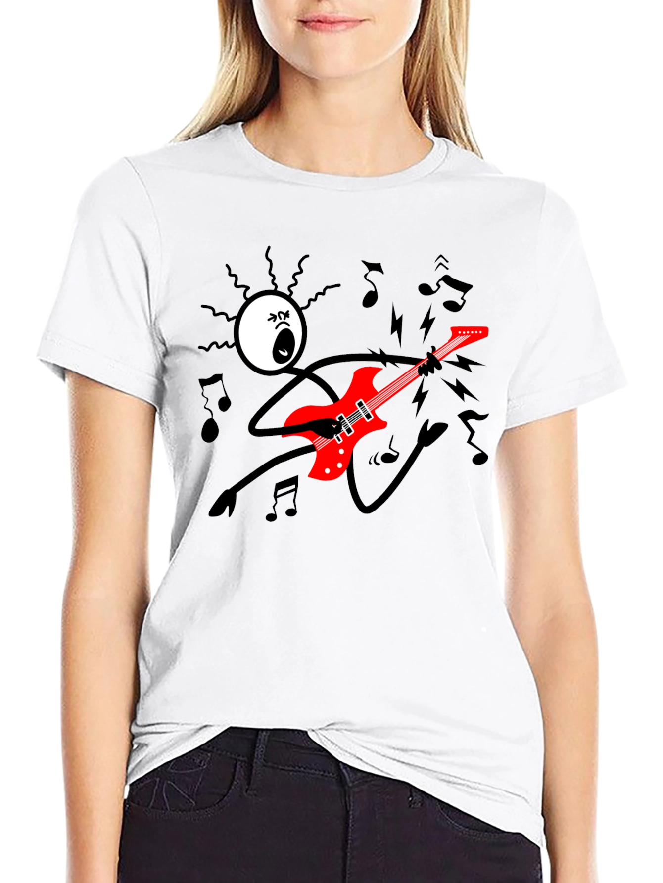 Rock On! Graphic Print Black T-Shirt
