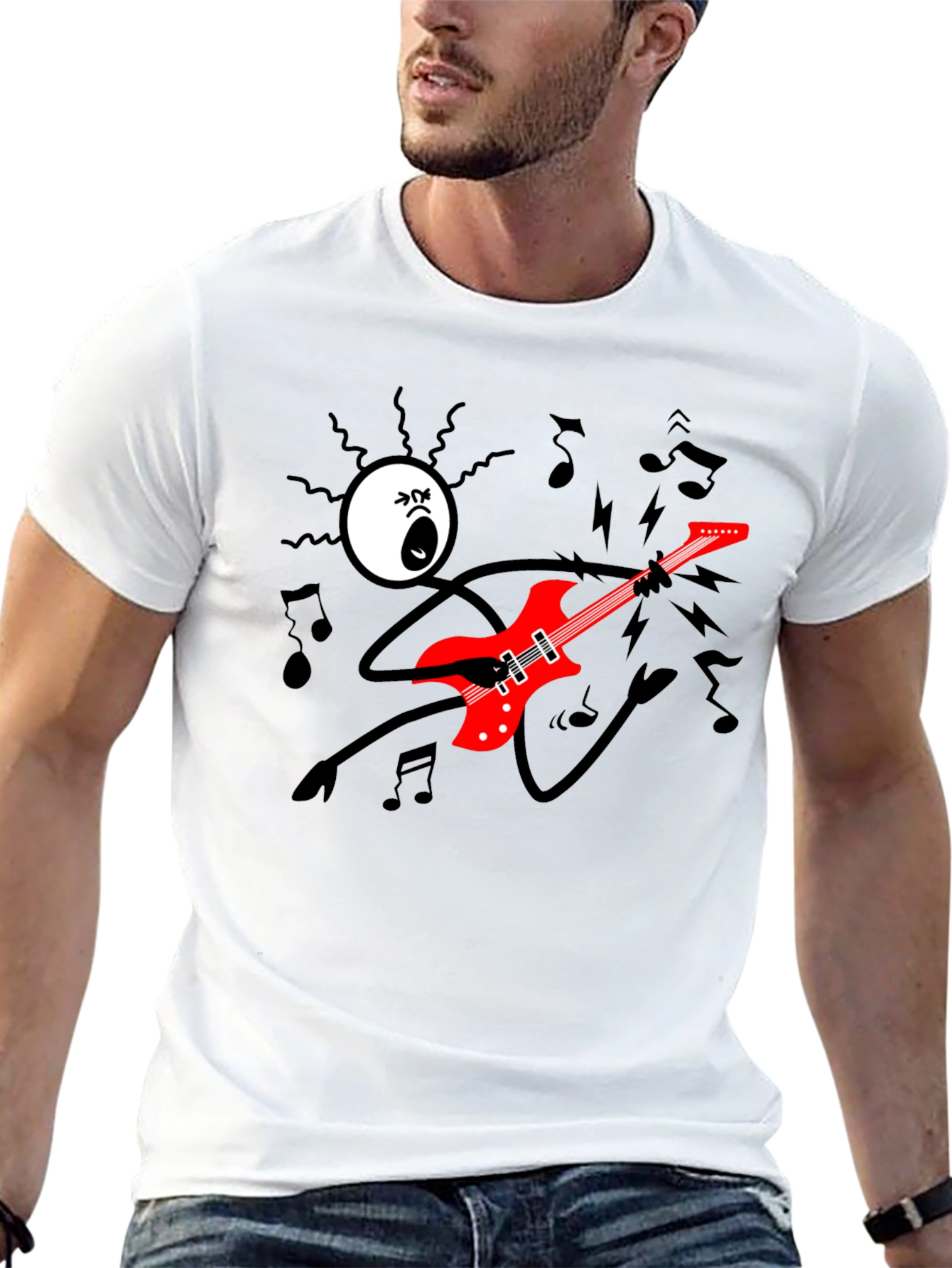 Rock On! Graphic Print Black T-Shirt