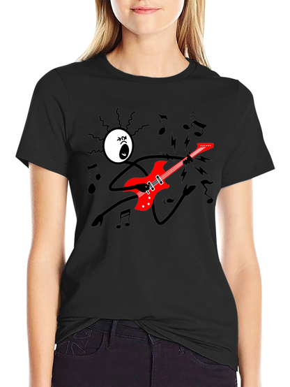 Rock On! Graphic Print Black T-Shirt