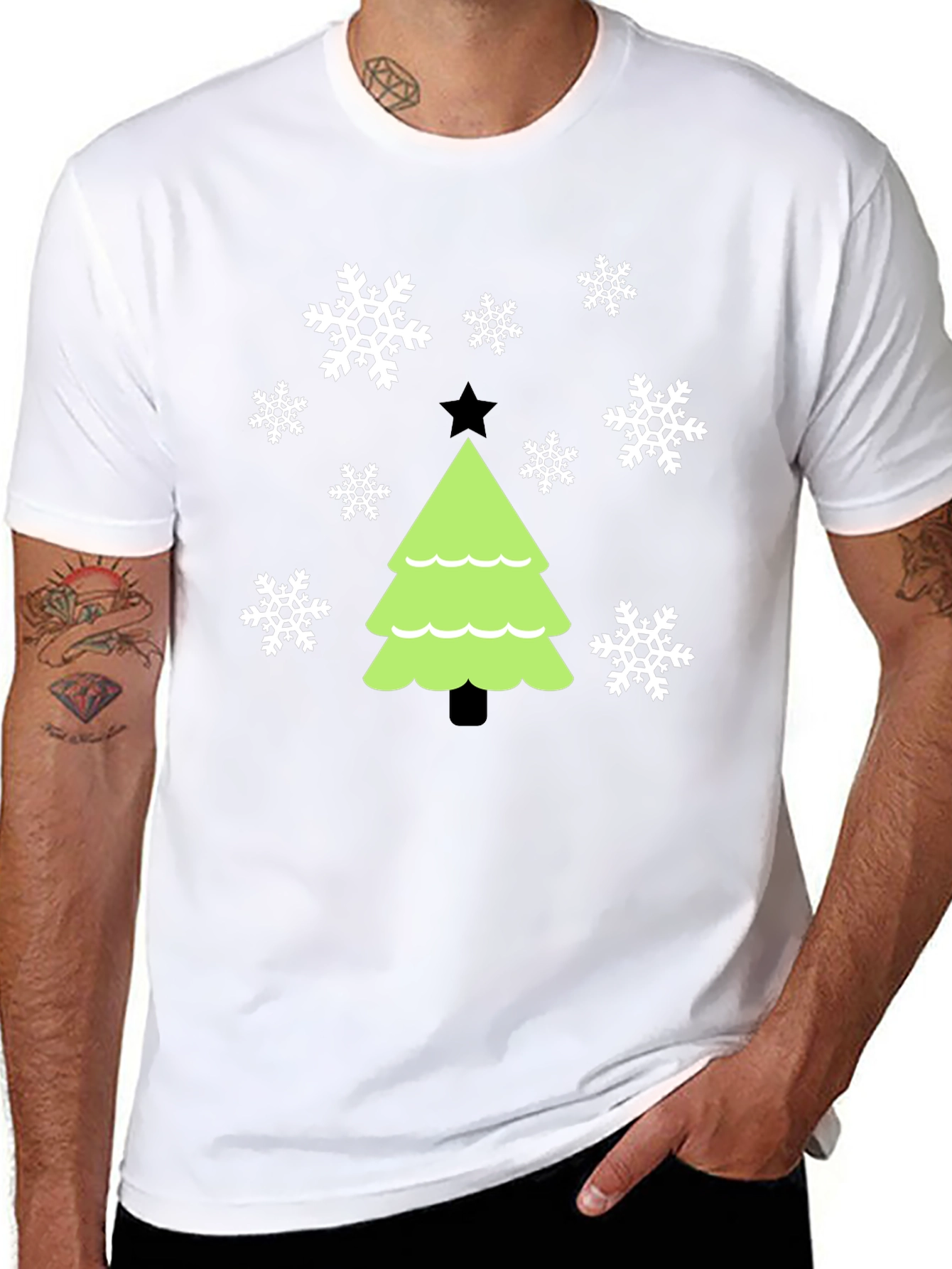 Festive Christmas Tree Snowflake Graphic Tee