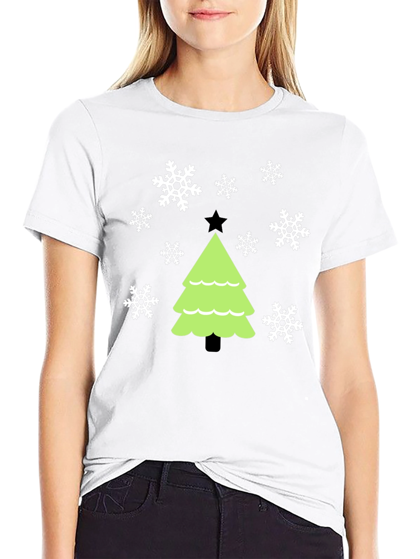 Festive Christmas Tree Snowflake Graphic Tee