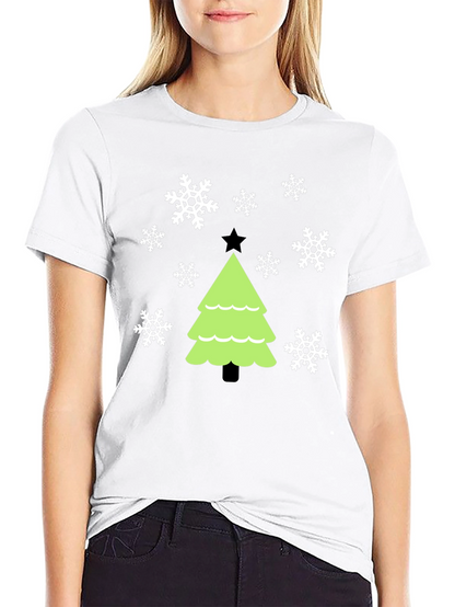 Festive Christmas Tree Snowflake Graphic Tee