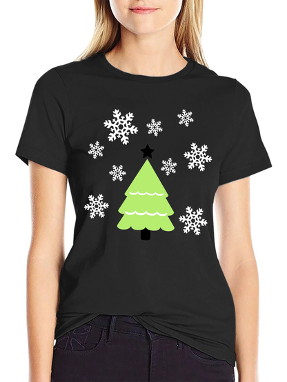 Festive Christmas Tree Snowflake Graphic Tee