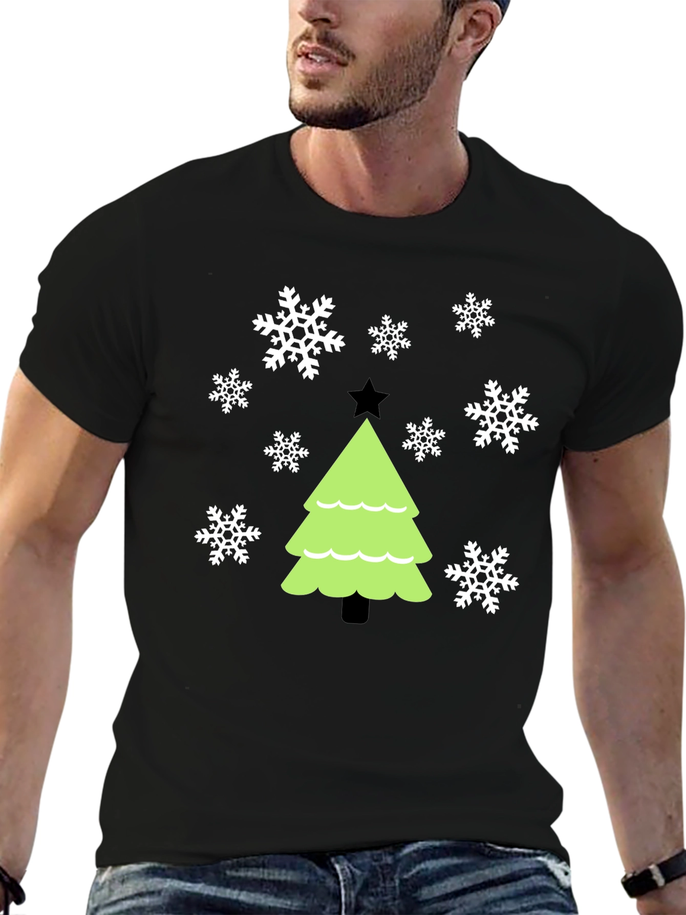 Festive Christmas Tree Snowflake Graphic Tee